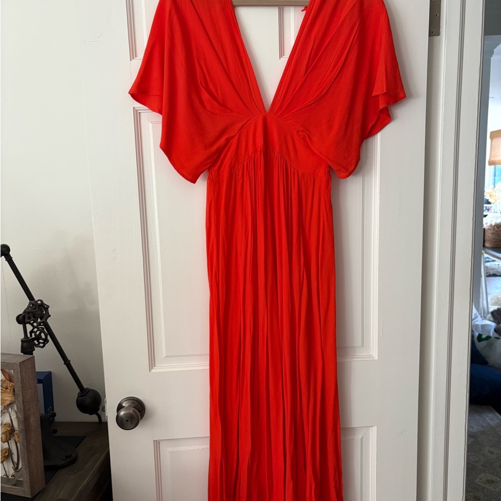 Olivaceous Vibrant Red Backless Dress